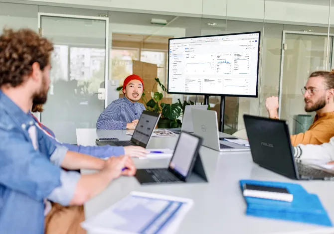 Evgeniy Yudin and the Rotgar team discussing search strategy